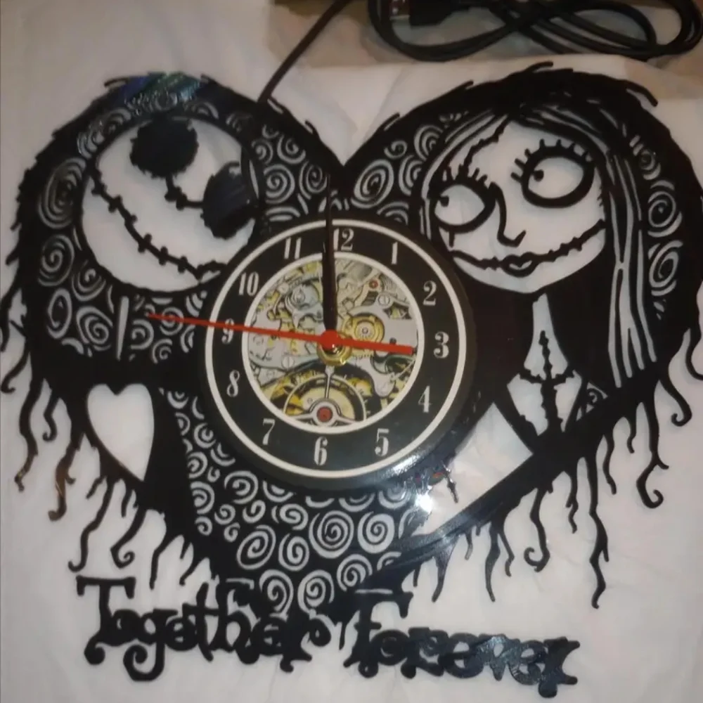 Jack Sally Skellington Nightmare before Christmas vinyl record wall clock